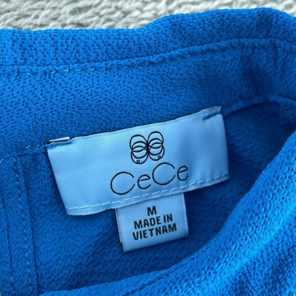 Sleeveless Collared Blouse By CeCe In Santorini Sky Blue Size M NWT 5637 - Picture 5 of 10